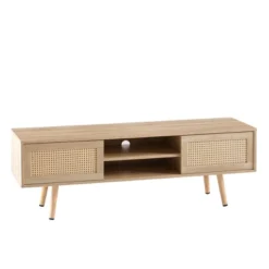 Rattan TV Stand, Entertainment Center With Sliding Doors, TV Console Cabinet With Adjustable Shelf, Natural-ModernLuxe -Baxton Studio Shop GUEST 003e6071 62f9 4f4b 8a33 d587f1371ff7
