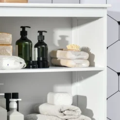 HOMCOM 63" Small Buffet With Hutch, 4-Door Kitchen Pantry, Freestanding Storage Cabinet With Adjustable Shelf For Dining Room, Living Room, White 8 HOMCOM 63" Small Buffet With Hutch, 4-Door Kitchen Pantry, Freestanding Storage Cabinet With Adjustable Shelf For Dining Room, Living Room, White -Baxton Studio Shop GUEST 00a7d090 8384 472c 8f8b 144f82a8b01f