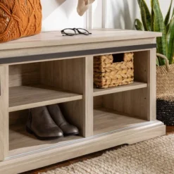 48" Transitional Sliding Door Wood And Metal Bench - Saracina Home 23 48" Transitional Sliding Door Wood And Metal Bench - Saracina Home -Baxton Studio Shop GUEST 00a99006 dc6a 4e1a 8f27 fcc106c29cdb