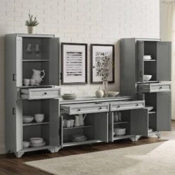 3pc Tara Sideboard And Pantry Set Distressed Gray - Crosley -Baxton Studio Shop GUEST 01974726 b675 4507 ae1a cd11de122b99