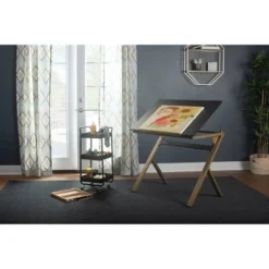 2pc Stellar Drawing Table With 36" Adjustable Top With Stool Set Black/Gold - Studio Designs -Baxton Studio Shop GUEST 01c0899e bfa4 4606 9a33 12cea422e2ae