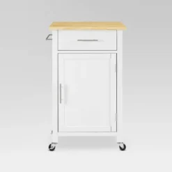 Savannah Wood Top Compact Kitchen Island Cart White/Natural - Crosley