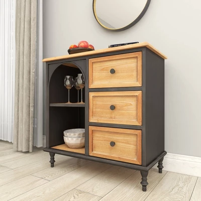 Farmhouse Wood Cabinet Black - Olivia & May 10 Farmhouse Wood Cabinet Black - Olivia & May - Image 10