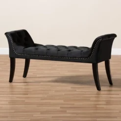 Chandelle Luxe And Contemporary Velvet Upholstered Bench Black - Baxton Studio -Baxton Studio Shop GUEST 02c31847 e8c0 44f2 8371 f828713f6ee8