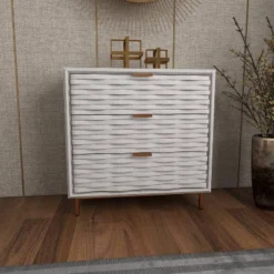 Contemporary Carved Woven Pattern 3 Drawer Wood Cabinet White - Olivia & May 27 Contemporary Carved Woven Pattern 3 Drawer Wood Cabinet White - Olivia & May -Baxton Studio Shop GUEST 036c8b49 3db7 4808 ba41 e4f2eb9ac7fa