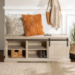 48" Transitional Sliding Door Wood And Metal Bench - Saracina Home 19 48" Transitional Sliding Door Wood And Metal Bench - Saracina Home -Baxton Studio Shop GUEST 0374d25f b802 4d68 a352 732f96006f3e