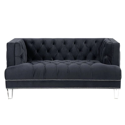 64" Ansario Sofa Charcoal Velvet - Acme Furniture 3 64" Ansario Sofa Charcoal Velvet - Acme Furniture - Image 3