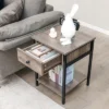 Tangkula Industrial End Side Table Nightstand With Drawer Shelf Rustic Grey Oak
