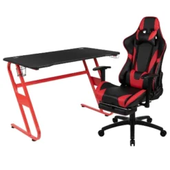 Flash Furniture Gaming Desk And Footrest Reclining Gaming Chair Set With Cup Holder And Headphone Hook -Baxton Studio Shop GUEST 04430ef6 130f 4be9 9f0a f0784250a3d7