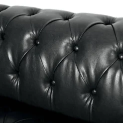 Sagewood Contemporary Faux Leather Tufted 3 Seater Sofa Midnight Black/Dark Brown - Christopher Knight Home -Baxton Studio Shop GUEST 04c4c7f4 31e5 4ea3 b030 4043ecef6f26