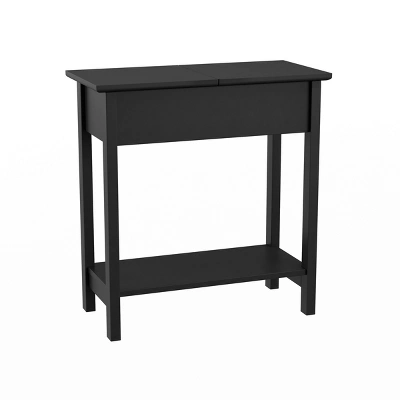 Hastings Home Flip-Top End Table With Hidden Hinged Storage Compartment And Lower Shelf - Matte Black 7 Hastings Home Flip-Top End Table With Hidden Hinged Storage Compartment And Lower Shelf - Matte Black - Image 7