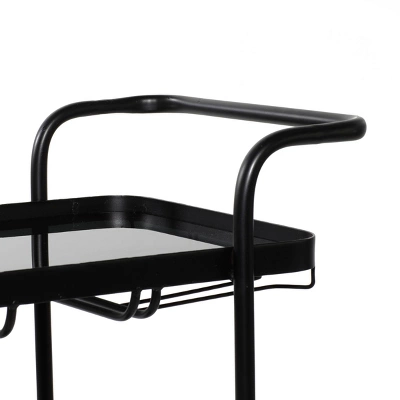 Contemporary Metal Bar Cart Black - Olivia & May 4 Contemporary Metal Bar Cart Black - Olivia & May - Image 4