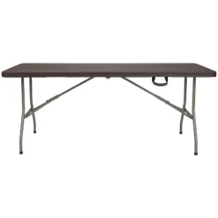 Flash Furniture 6-Foot Bi-Fold Brown Rattan Plastic Folding Table -Baxton Studio Shop GUEST 052737fa fc05 49d8 9bc2 053fd7d6f6db