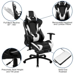 Flash Furniture Gaming Desk And Footrest Reclining Gaming Chair Set - Cup Holder/Headphone Hook/Removable Mouse Pad Top/Wire Management -Baxton Studio Shop GUEST 057f960c e450 4842 8a6d 4330e2e77937