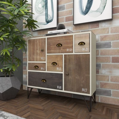 Wood And Metal 7 Drawer Buffet White/Black - Olivia & May 12 Wood And Metal 7 Drawer Buffet White/Black - Olivia & May - Image 12