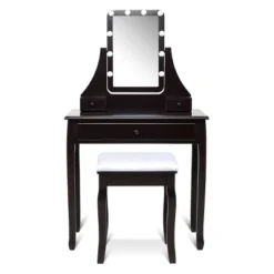 Tangkula Make-Up Vanity Table Dresser Set W/LED Light & Padded Stool -Baxton Studio Shop GUEST 05e6e137 a335 4bf6 98b4 24a36a3b2072