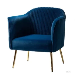 Velvet Barrel Chair With Goden Base Contemporary And Classic Velvet Accent Chair For Living Room | Karat Home -Baxton Studio Shop GUEST 060c9e7d d250 4a54 87d9 2fe06ff7de47