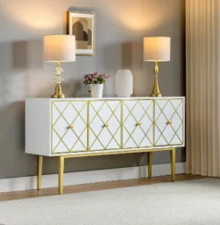 Fay 63'' Wide Modern Sideboard Cabinet With Metal Legs| KARAT HOME