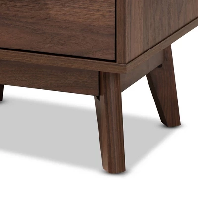 Lena Walnut Finished Wood Nightstand Brown - Baxton Studio 4 Lena Walnut Finished Wood Nightstand Brown - Baxton Studio - Image 4