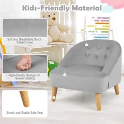 Costway Kids Sofa Chair W/ Ottoman Toddler Single Sofa Velvet Upholstered Couch GreyPink -Baxton Studio Shop GUEST 06ae2e96 8b58 4a19 b4da 17a900d051e7