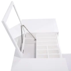 Tangkula 2 Drawers Make-up Mirror Set Vanity Dressing Table Flip-type Desktop With Stool -Baxton Studio Shop GUEST 06b45097 1192 4d23 a43f e50d4ab425b0