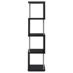 Baxter 4 Shelf Zig Zag Bookcase With Chrome Details - Coaster -Baxton Studio Shop GUEST 06f6127a ce02 4cd1 b866 bf31be19de94