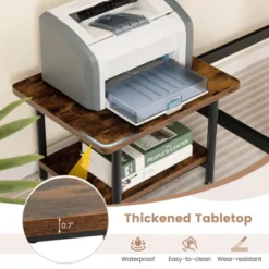 Costway 2-Tier Rolling Under Desk Printer Cart Machine Stand Storage Rack Brown -Baxton Studio Shop GUEST 06f62aa3 4f21 4915 895d 6ed5970bb6e4