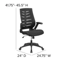 Emma And Oliver High Back Black Mesh Swivel Ergonomic Office Chair With Adjustable Flip-Up Arms -Baxton Studio Shop GUEST 07369e61 888c 41bb 916d 9d31352f5243