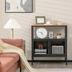 Costway Kitchen Server Buffet Sideboard Storage Cabinet Cupboard With 2 Doors & Open Shelf -Baxton Studio Shop GUEST 0784ddcf f33f 4c6e 87a9 0ee8796fe429