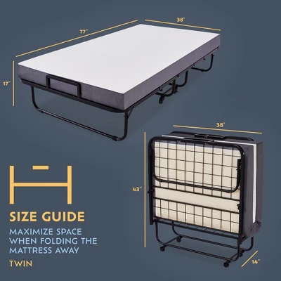 Hayward Heyward Folding Bed With Mattress For Adults, 5" Guest Bed Foldable 2 Hayward Heyward Folding Bed With Mattress For Adults, 5" Guest Bed Foldable - Image 2