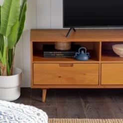 Cara 3 Drawer Mid-Century Modern 3 Drawer TV Stand For TVs Up To 80" - Saracina Home -Baxton Studio Shop GUEST 0824ed10 634d 442e 93d1 6435deb8cb30