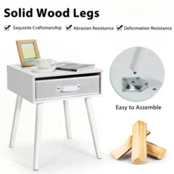 Costway Mid-Century Nightstand End Accent Bedside Table W/ Fabric Drawer Rustic White 15 Costway Mid-Century Nightstand End Accent Bedside Table W/ Fabric Drawer Rustic White -Baxton Studio Shop GUEST 08601b68 bf79 40e9 8be3 60a028e073fd