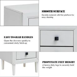 Costway 2 PCs Nightstand End Bedside Coffee Table Wooden Leg Storage Drawers White -Baxton Studio Shop GUEST 088bc481 80a0 4578 9eaf a9dcd03561c2