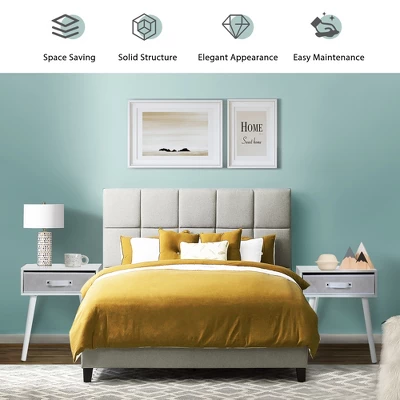 Costway Mid-Century Nightstand End Accent Bedside Table W/ Fabric Drawer Rustic White 4 Costway Mid-Century Nightstand End Accent Bedside Table W/ Fabric Drawer Rustic White - Image 4