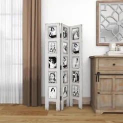 Farmhouse Chinquapin Wood Rectangle Room Divider Screen White - Olivia & May -Baxton Studio Shop GUEST 089a8ad6 f790 42c3 bcde a484fbe1e5b3
