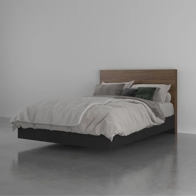 Solari Bed With Headboard Walnut/Black - Nexera 3 Solari Bed With Headboard Walnut/Black - Nexera - Image 3