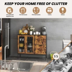 Costway Farmhouse Buffet Sideboard Console Table Cupboard With Metal Mesh Doors & Cabinets -Baxton Studio Shop GUEST 08e5cef8 bb7a 4909 b04d 376b01af52d5