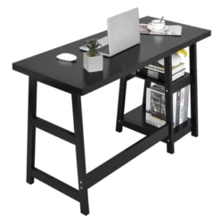 Tangkula Trestle Computer Desk Indoor Office Workstation For Home Office With 2-Tier Storage Shelves -Baxton Studio Shop GUEST 08fdd5b9 f64b 4085 868b 4e5221fa22c6