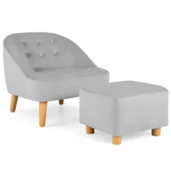Costway Kids Sofa Chair W/ Ottoman Toddler Single Sofa Velvet Upholstered Couch GreyPink -Baxton Studio Shop GUEST 09175ca1 8fbf 4eb7 9382 746f21473213