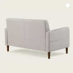 Adair Mid Century Modern Loveseat With Armrest Pockets Tufted Linen Fabric Light Gray - Mellow