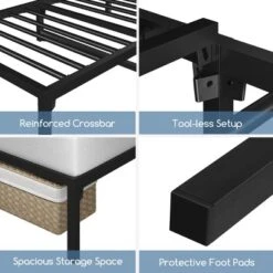 Yaheetech Metal Platform Bed Frame With Ultra-Durable Steel Slat Support -Baxton Studio Shop GUEST 098b1139 e2da 40ae b58e e96646ccc252