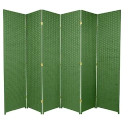 6 Ft. Tall Woven Fiber Room Divider 6 Panels - Oriental Furniture