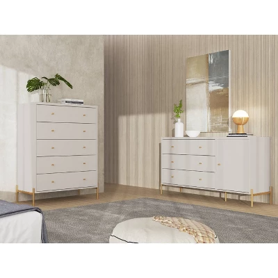 Set Of 2 Jasper 3 Sideboard Drawer Dresser And 3 Classic Drawer Dresser - Manhattan Comfort 1 Set Of 2 Jasper 3 Sideboard Drawer Dresser And 3 Classic Drawer Dresser - Manhattan Comfort