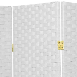7 Ft. Tall Woven Fiber Room Divider - White (8 Panel)