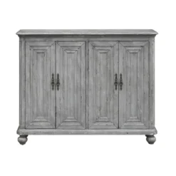 Baylee Rustic Farmhouse 4 Door Storage Cabinet Gray - Treasure Trove