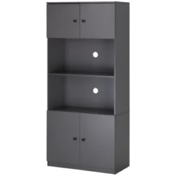 HOMCOM 71" Kitchen Buffet With Hutch, Pantry Storage Cabinet With Shelves, Open Microwave Countertop For Dining Room, Living Room, Gray -Baxton Studio Shop GUEST 0ae4045d 5db3 466a 8c61 103098a97098