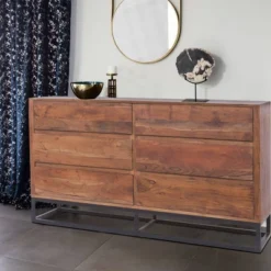 Wooden Dresser Or Display Unit With Metal Base Brown And Black - The Urban Port -Baxton Studio Shop GUEST 0b317b5a 5d71 4d43 9b94 10a23dd5a9ff