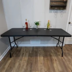 Folding Table - Lightweight Portable Folding Desk - 6-Foot-Long Plastic Table For Camping, Playing Cards, Parties, And Dining By Everyday Home (Black) -Baxton Studio Shop GUEST 0b39782b 2767 4809 bb02 55502ddc8a11