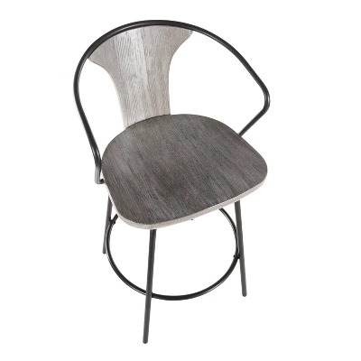 25" Waco Industrial Counter Height Barstool Black/Gray - LumiSource 5 25" Waco Industrial Counter Height Barstool Black/Gray - LumiSource - Image 5