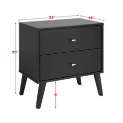 Mid Century Modern 2 Drawer Wide Nightstand - Prepac -Baxton Studio Shop GUEST 0c5cfaf7 31b1 4e22 bb68 3f1698f362b0